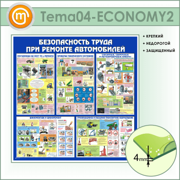 Стенд «Безопасность труда при ремонте автомобилей» (TM-04-ECONOMY2)